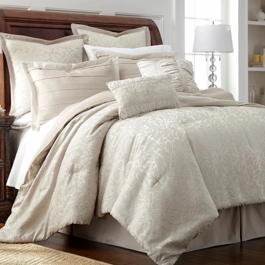 "Affordable Samantha 8-Piece Comforter Set in Beige by Pacific Coast Textiles"