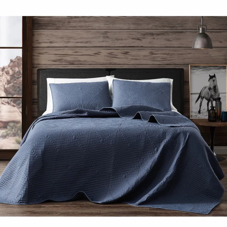 Premium Frye Ray Pick Stitch Embroidered Quilt Set - Luxurious Bedding Collection for Ultimate Comfort