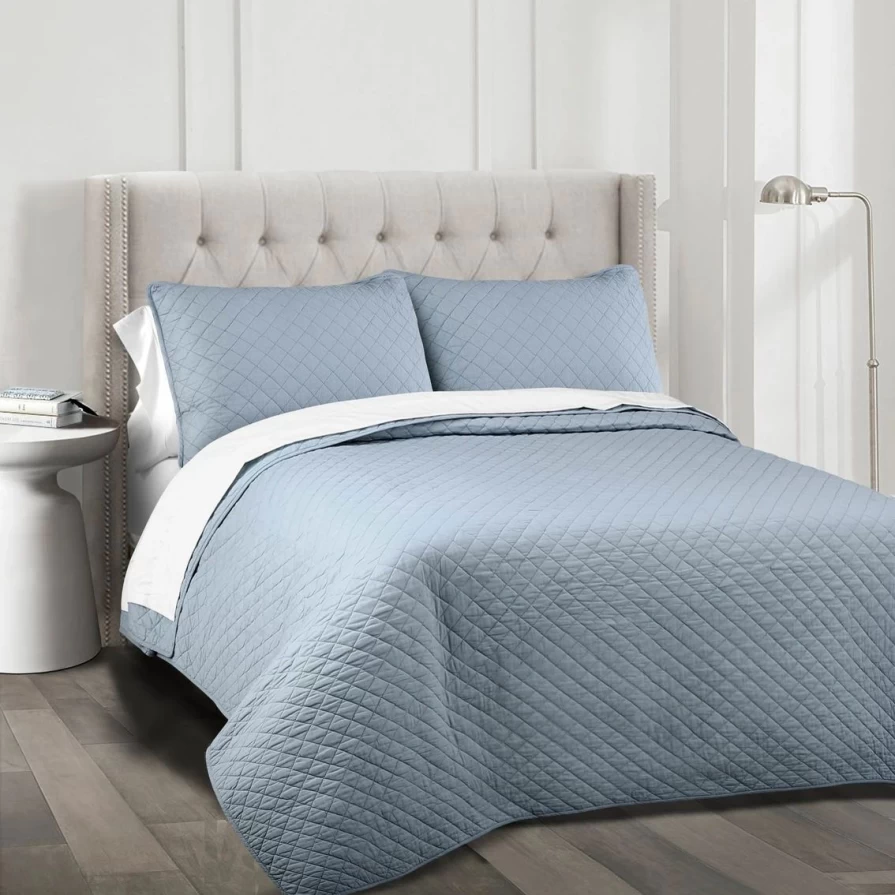 Lush Decor Ava Diamond Oversized 3-Piece Cotton Quilt Set - Luxury Bedding Collection
