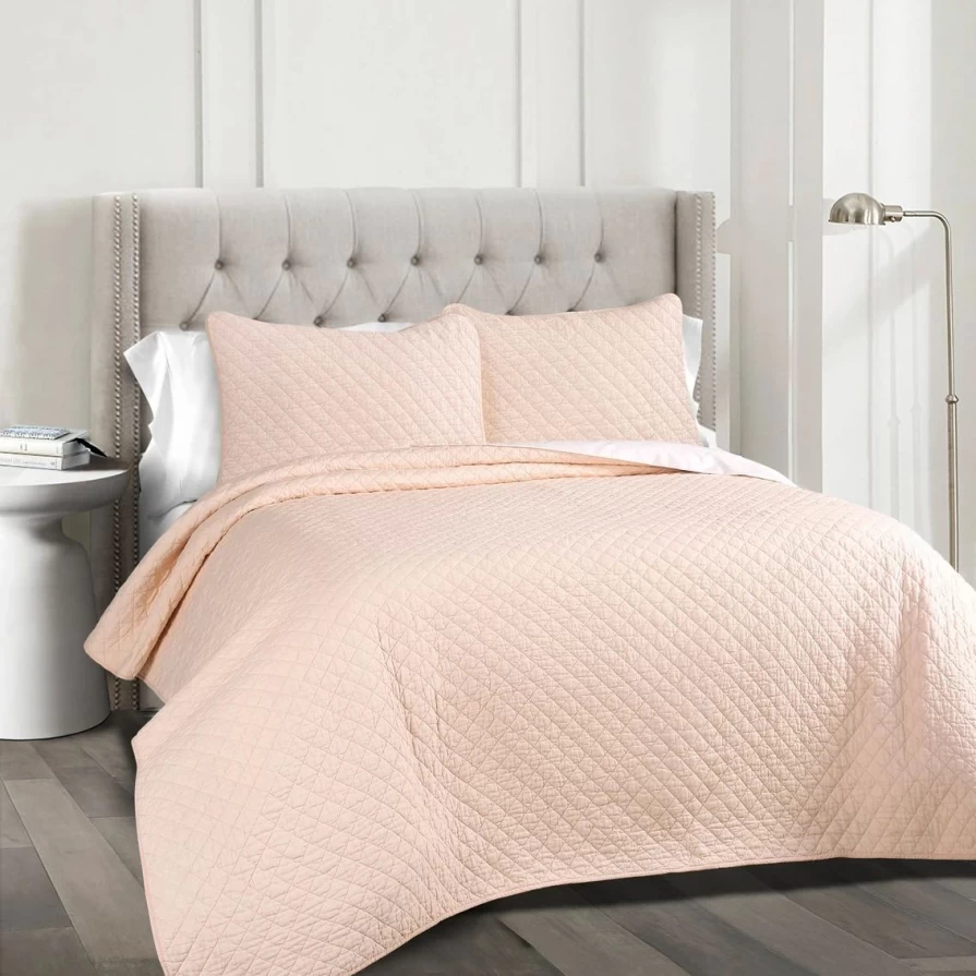Lush Decor Ava Diamond Oversized 3-Piece Cotton Quilt Set - Luxury Bedding Collection