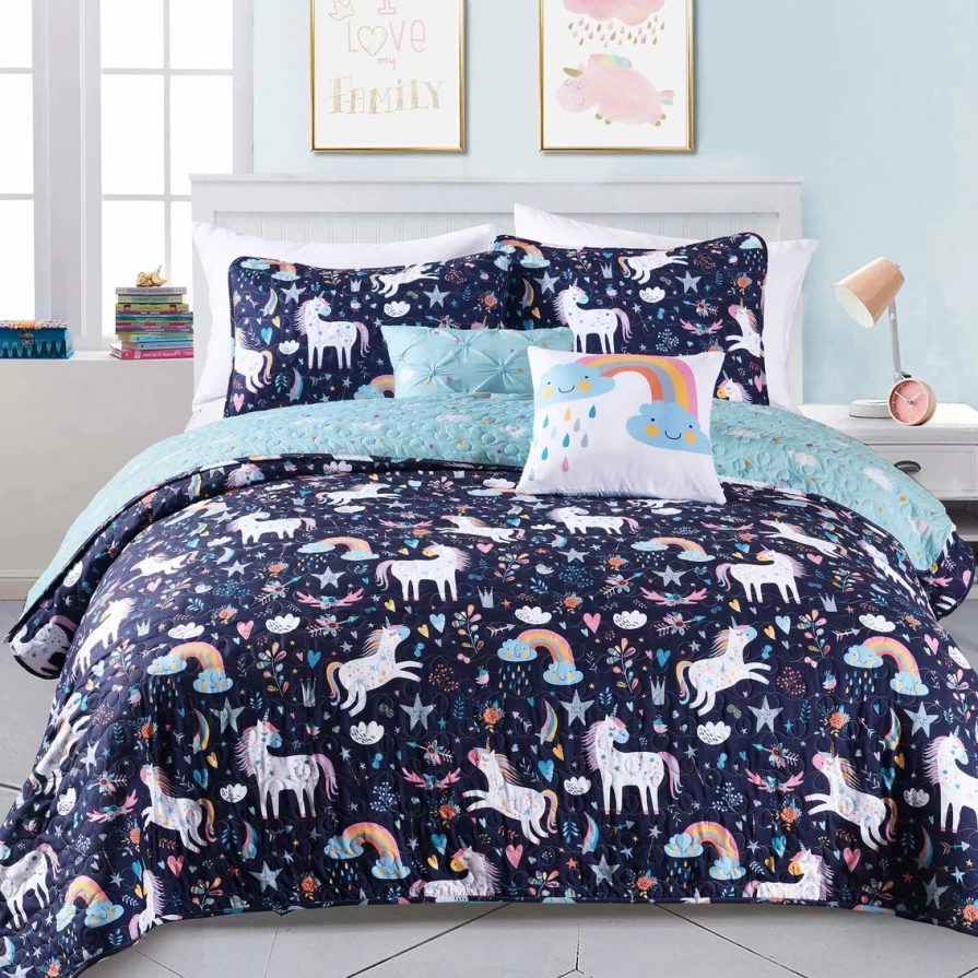 Affordable 5-Piece Unicorn Heart Quilt Set by Lush Decor - Cozy Bedding Collection