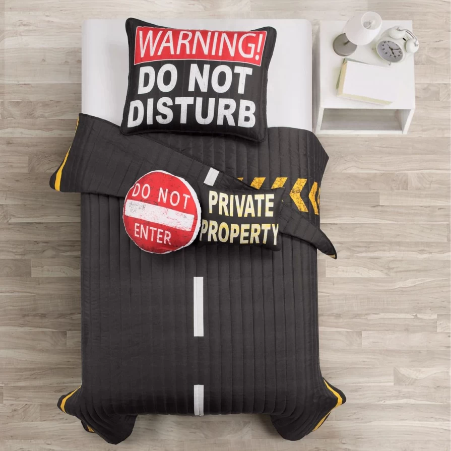 Charcoal & Yellow Reversible Highway Quilt Set - Budget-Friendly Lush Decor Style
