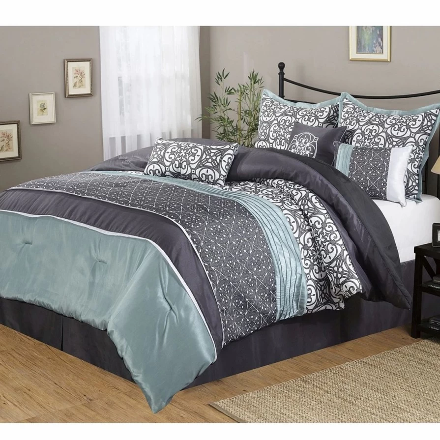 "Luxury 7-Piece Roxanne Comforter Set by Nanshing America – Premium Bedding Collection"