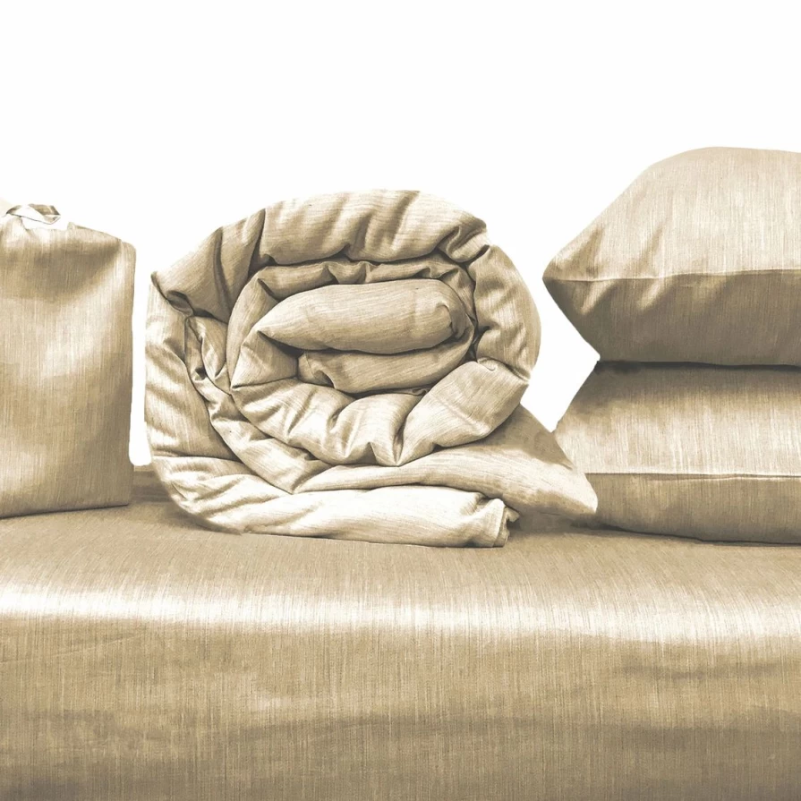 Luxury Sand-Colored Melange Duvet Cover Set - Premium Bedding Collection