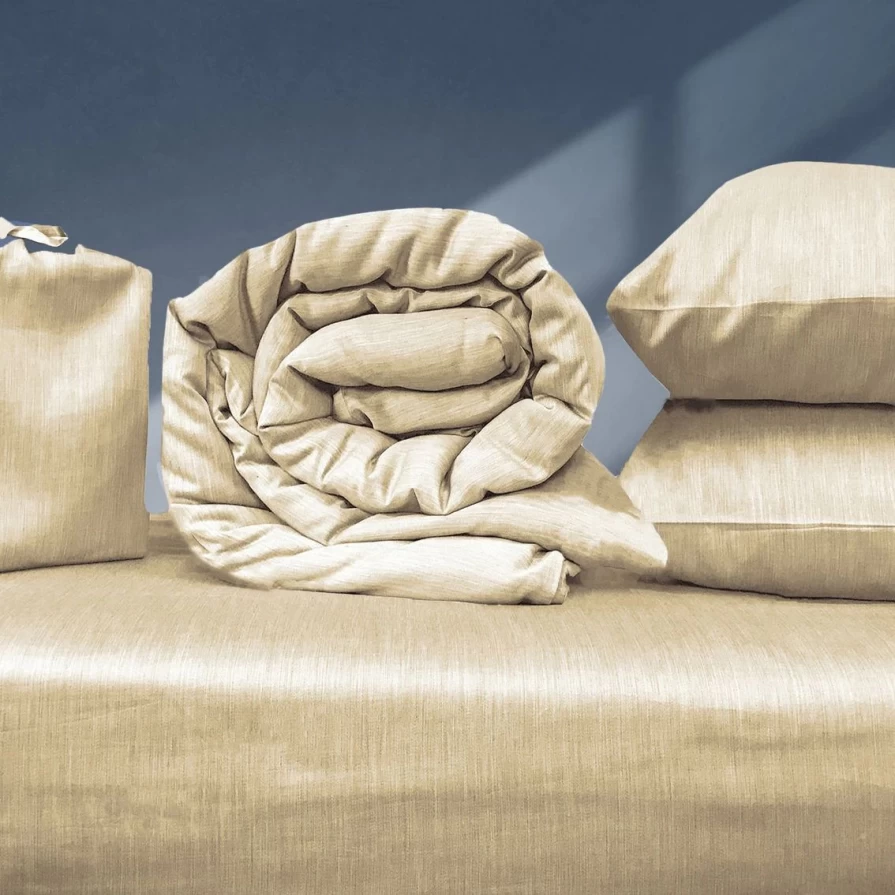 Luxury Sand-Colored Melange Duvet Cover Set - Premium Bedding Collection