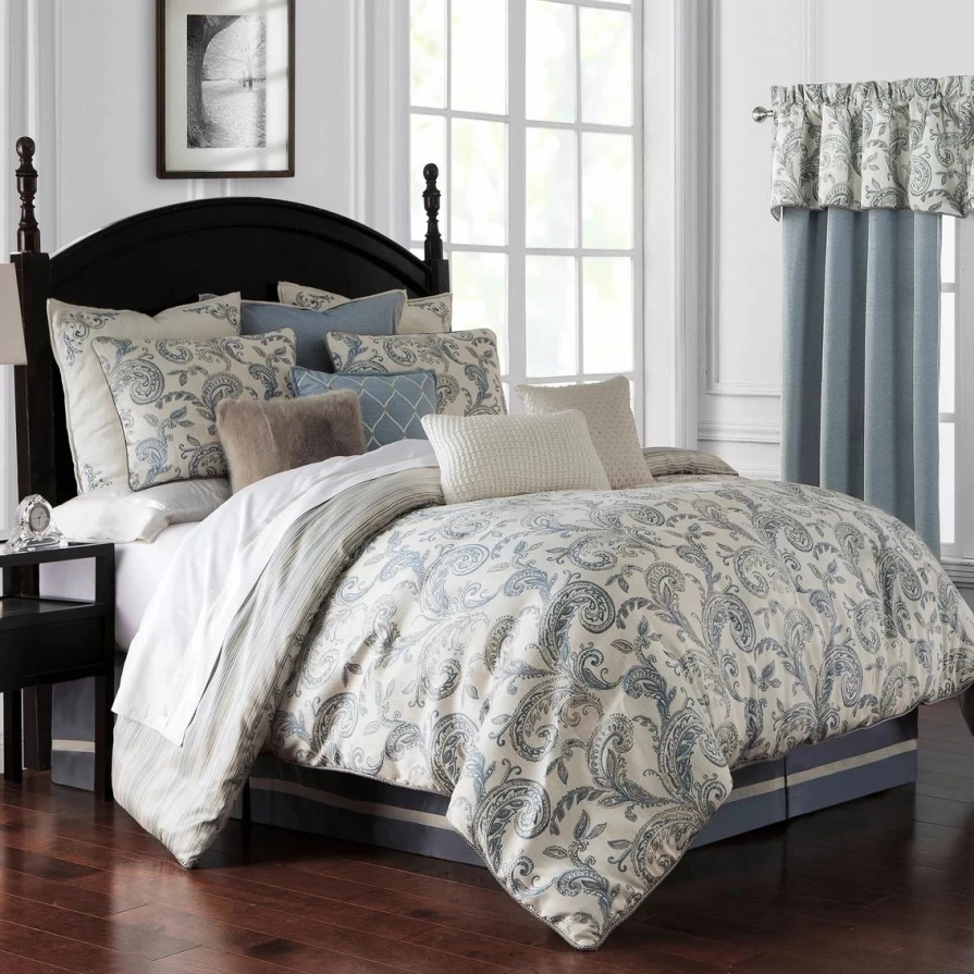 Luxury Waterford Florence Chambray Blue Comforter Set - Premium Bedding Collection