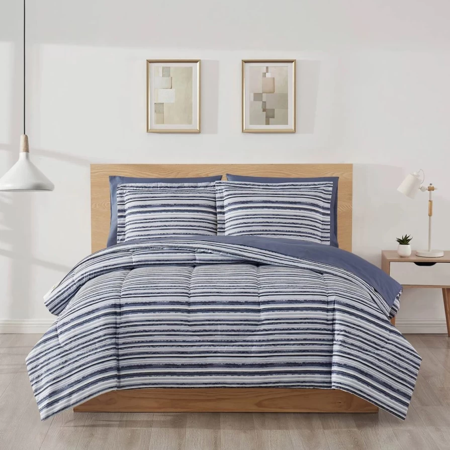 "7-Piece Striped Bed in a Bag Set - Style 212 - Wholesale Quality"
