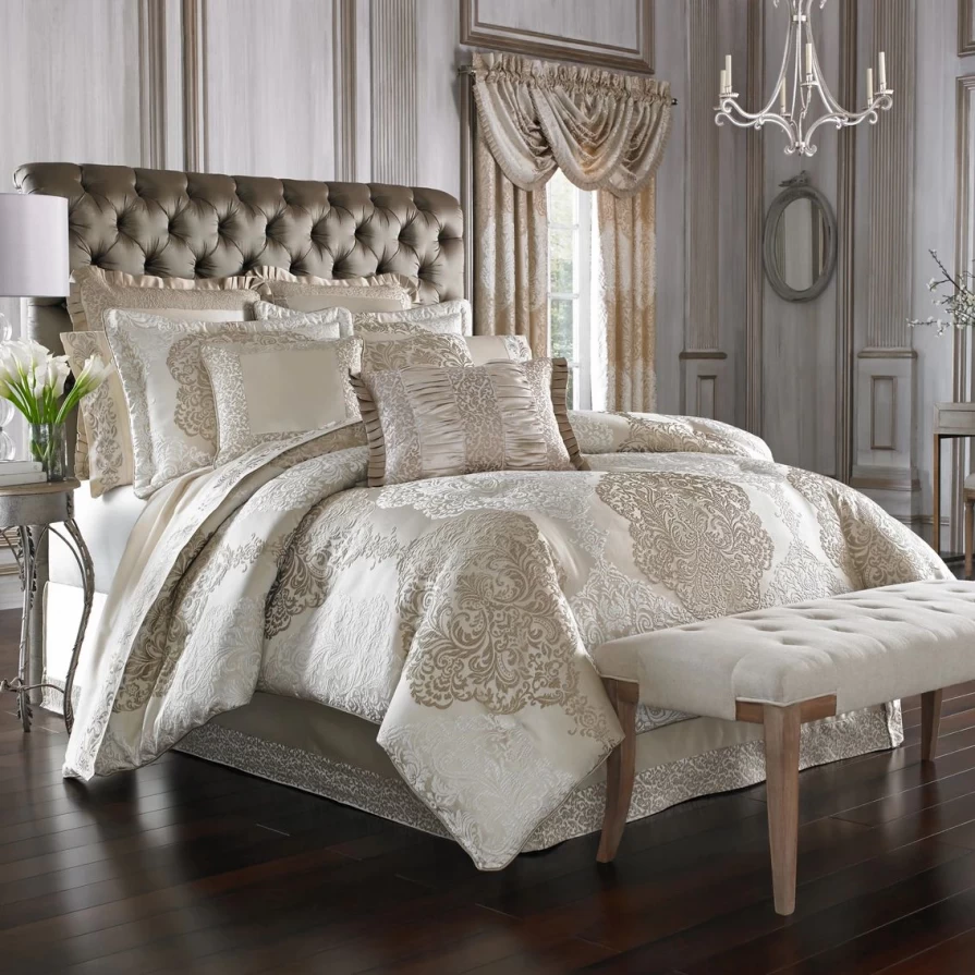 "J. Queen New York La Scala 4-Piece Comforter Set in Gold - Luxury Bedding Collection"