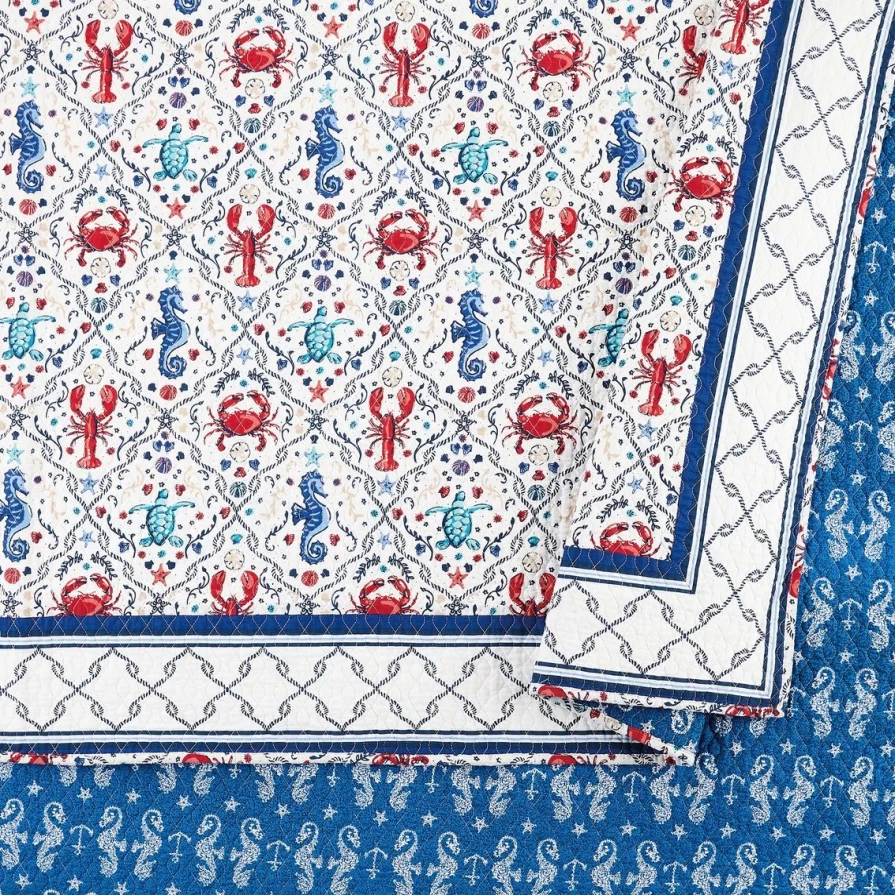 Vera Bradley Sea Life Blue Quilted Tote Bag - Limited Time Flash Sale