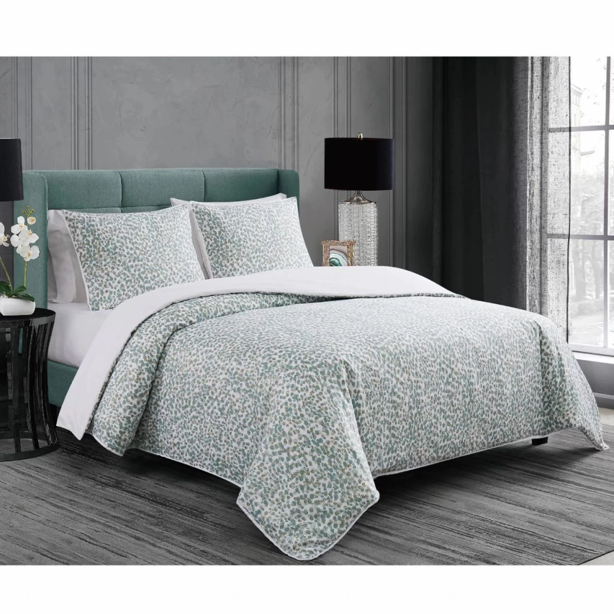 Luxury Badgley Mischka Serina Metallic 3-Piece Duvet Cover Set - Shimmering Bedding Collection