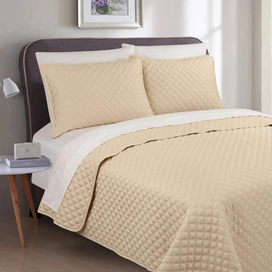 Luxury 3-Piece Queen Size Cotton Quilt Set - Soft Bedding Palazzo Collection