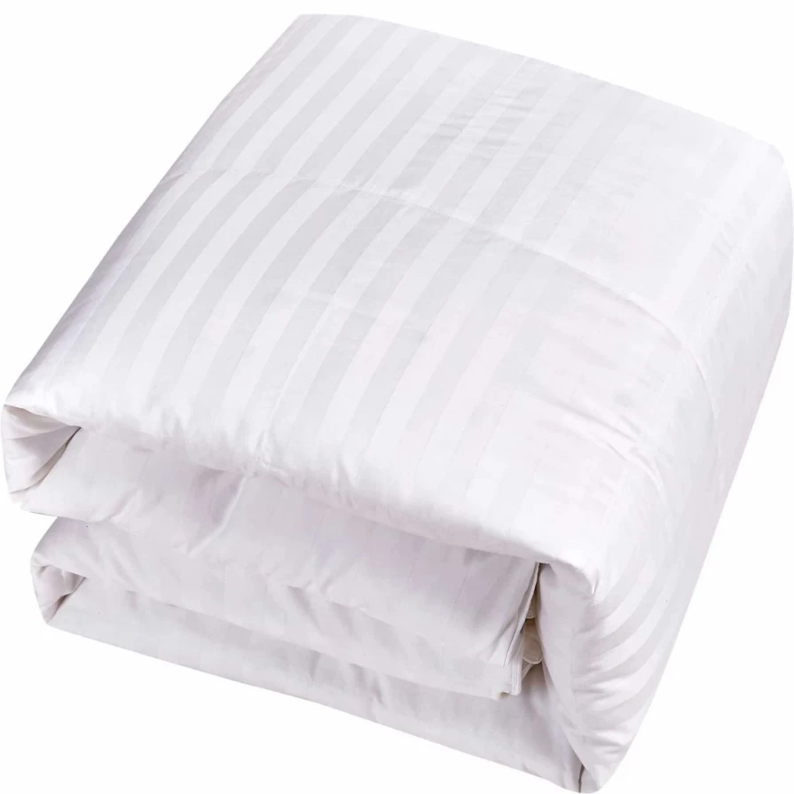 White Siberian Down All Season Comforter - 500 Thread Count Damask Stripe Cover by Blue Ridge Home Fashions