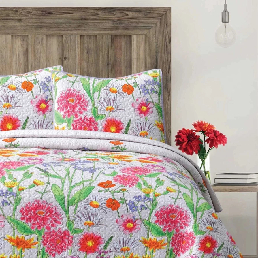 "Danielle Reversible Microfiber Printed Quilt Set - Flash Sale"