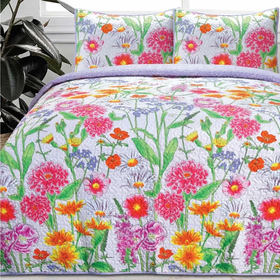"Danielle Reversible Microfiber Printed Quilt Set - Flash Sale"