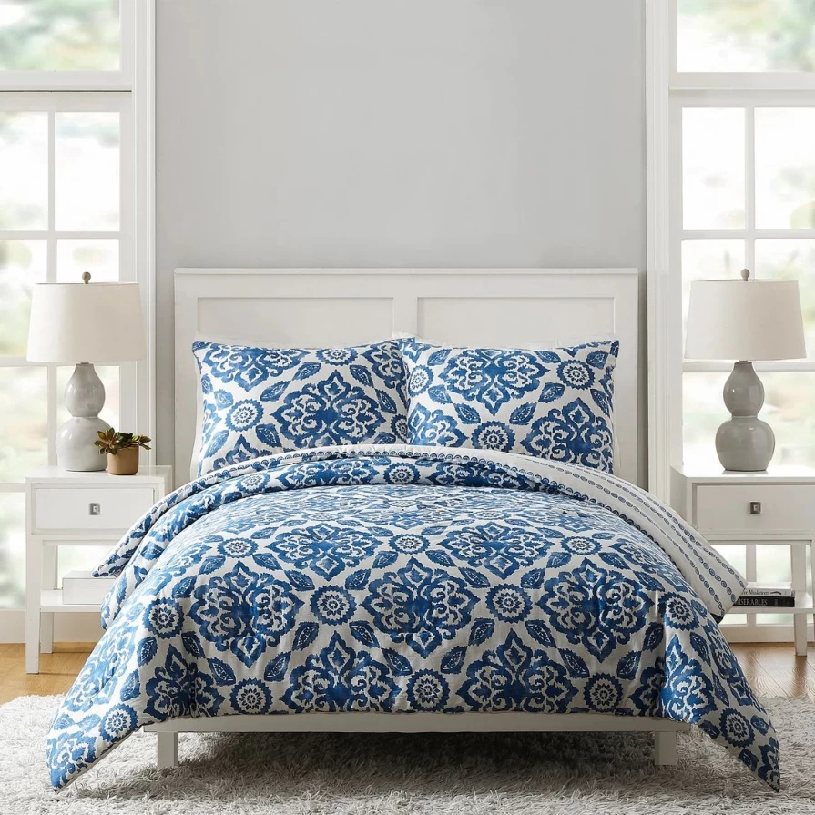 Vera Bradley Stitch Medallions 3-Piece Comforter Set - Floral Printed Bedding Collection