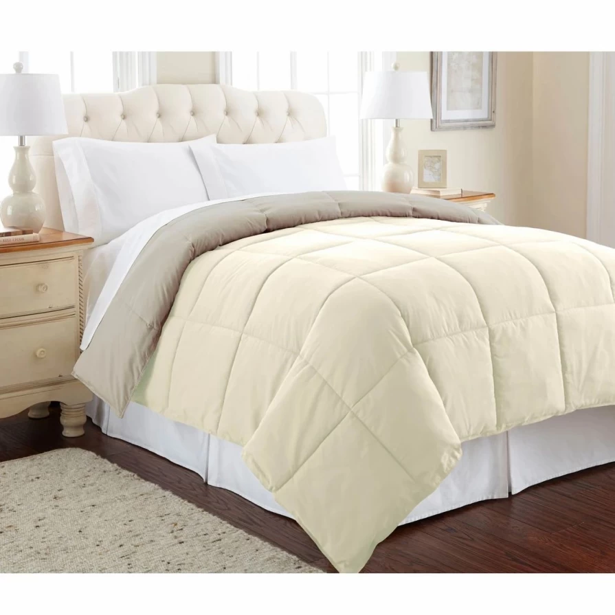 Amrapur Reversible Down Alternative Comforter - Lightweight Hypoallergenic All-Season Bedding