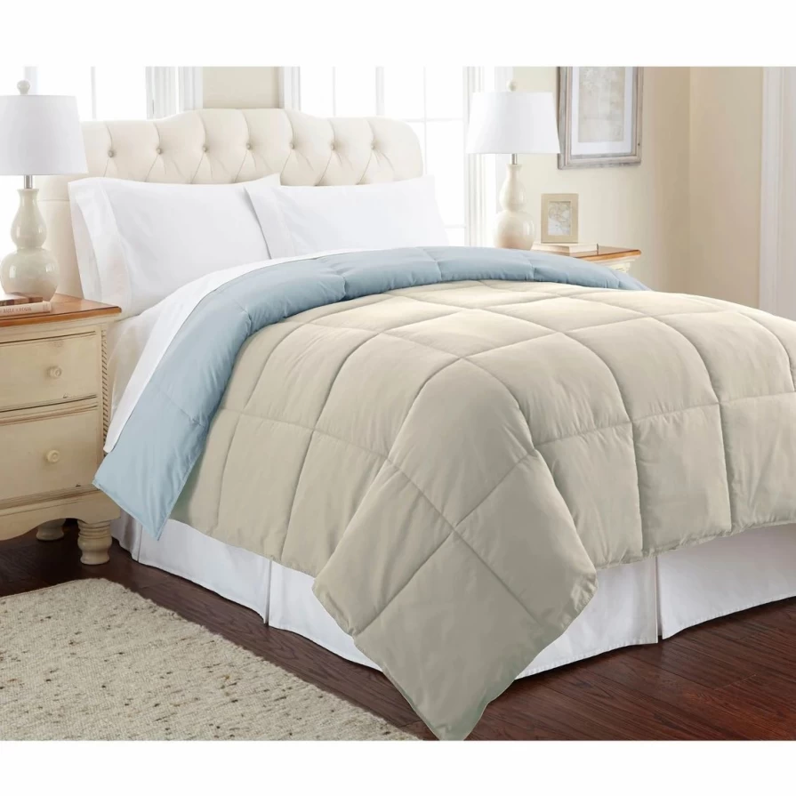 Amrapur Reversible Down Alternative Comforter - Lightweight Hypoallergenic All-Season Bedding