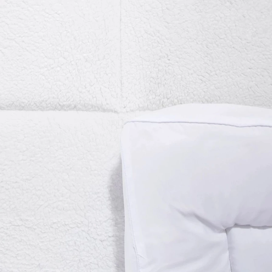"Reversible Bluestone Down Alternative Mattress Topper with Sherpa – Lavish Home Promo"