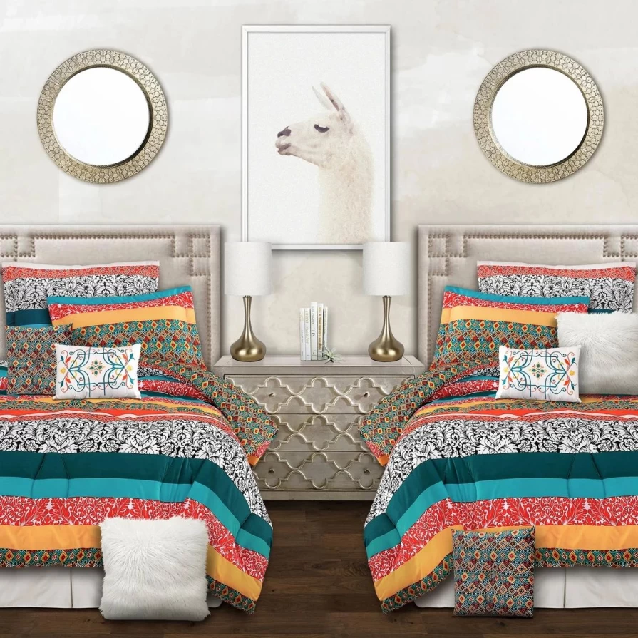 Boho Stripe Comforter Set - Stylish & Comfortable Bedding for Modern Home