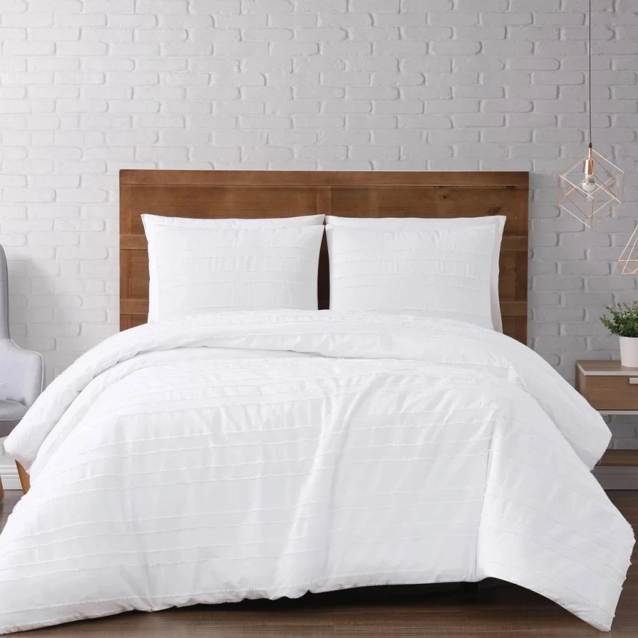 Brooklyn Loom 3-Piece Carlisle Stripe Duvet Cover Set with Coupon, Premium Bedding Collection
