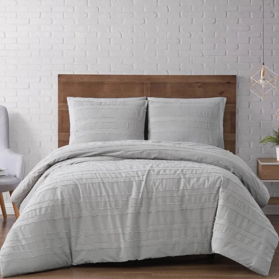 Brooklyn Loom 3-Piece Carlisle Stripe Duvet Cover Set with Coupon, Premium Bedding Collection