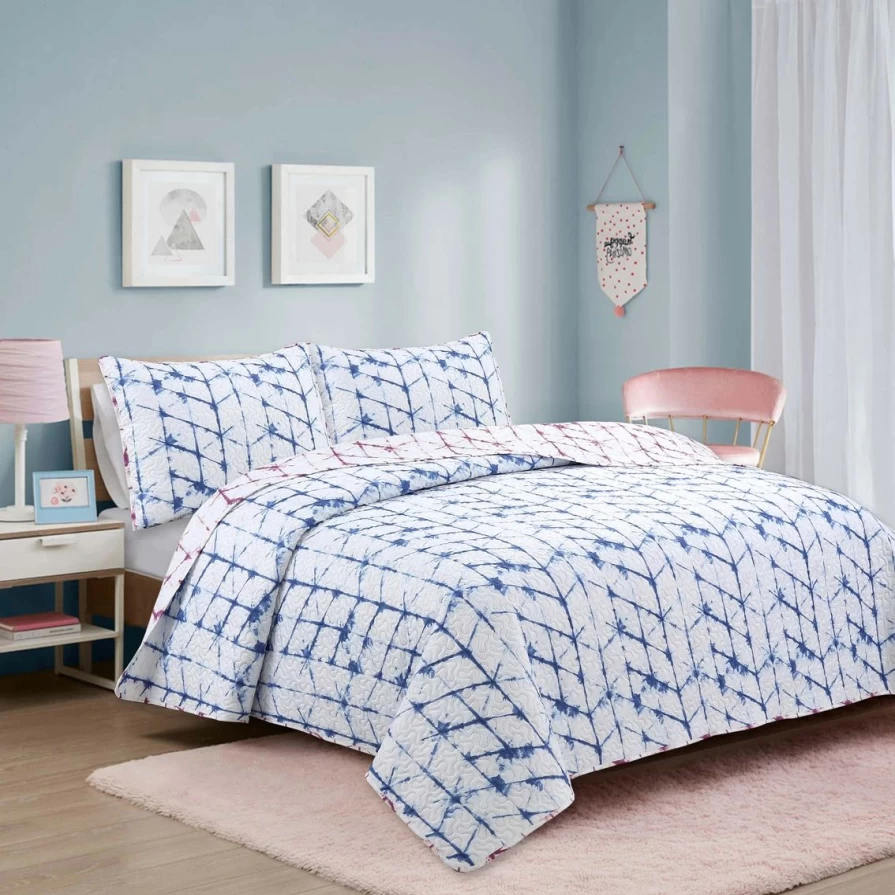 Vibrant Tie-Dye Blue Purple Quilt Set - Soft Harper Lane Bedding Collection