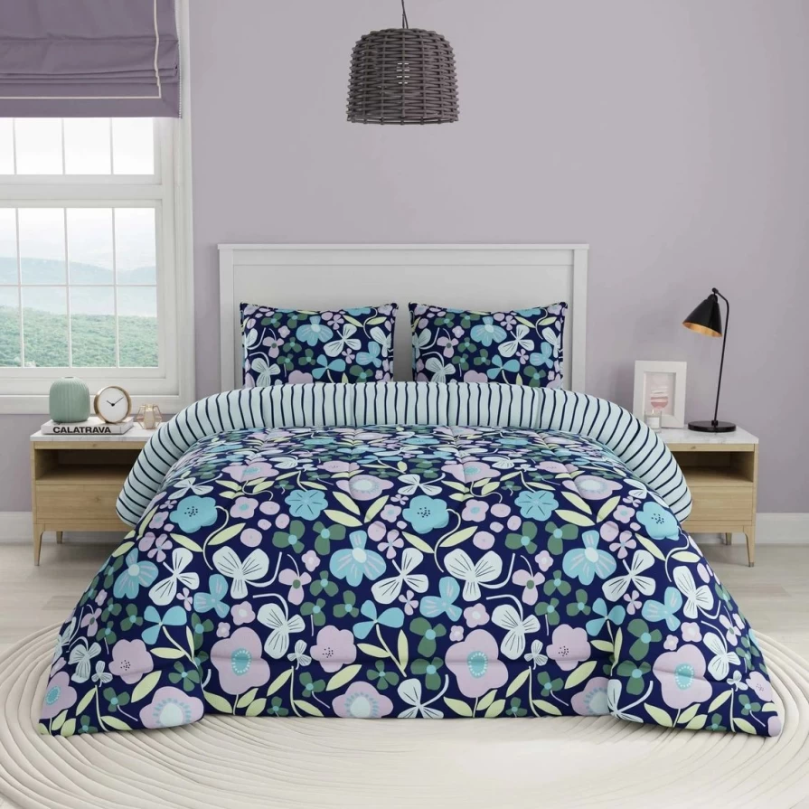 Ecko Unltd Beacon Floral Comforter Set - Queen Size Bedding with Vibrant Floral Design