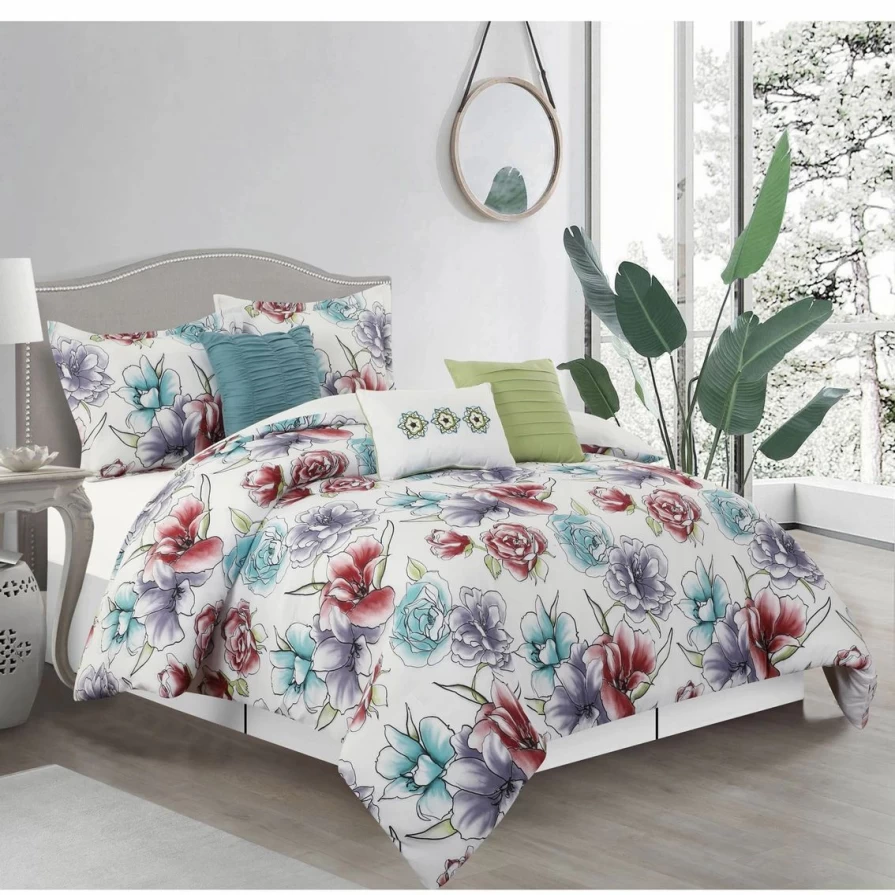 7-Piece Floral Comforter Set - Grand Avenue Budget Collection