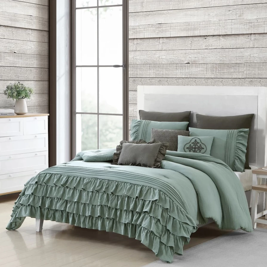 Marie Claire Chloe 8-Piece Ruffled Comforter Set - Luxury Bedding Collection