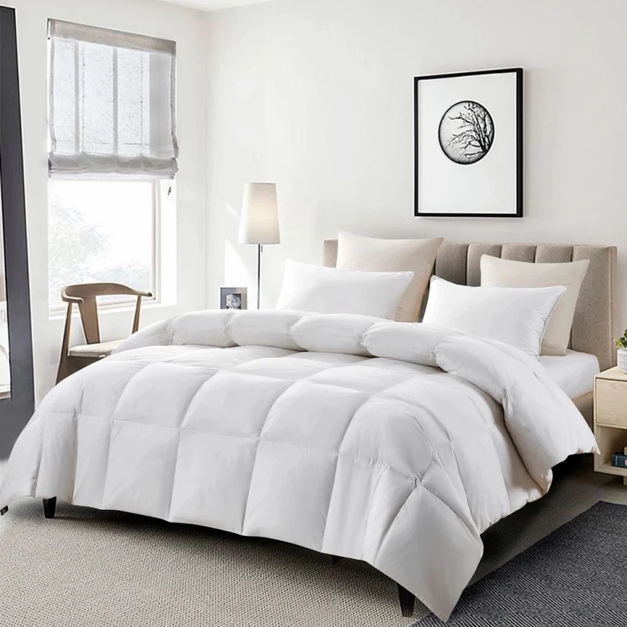 Premium Serta All-Season Goose Down & Feather Blend Comforter - Luxury Hypoallergenic Bedding