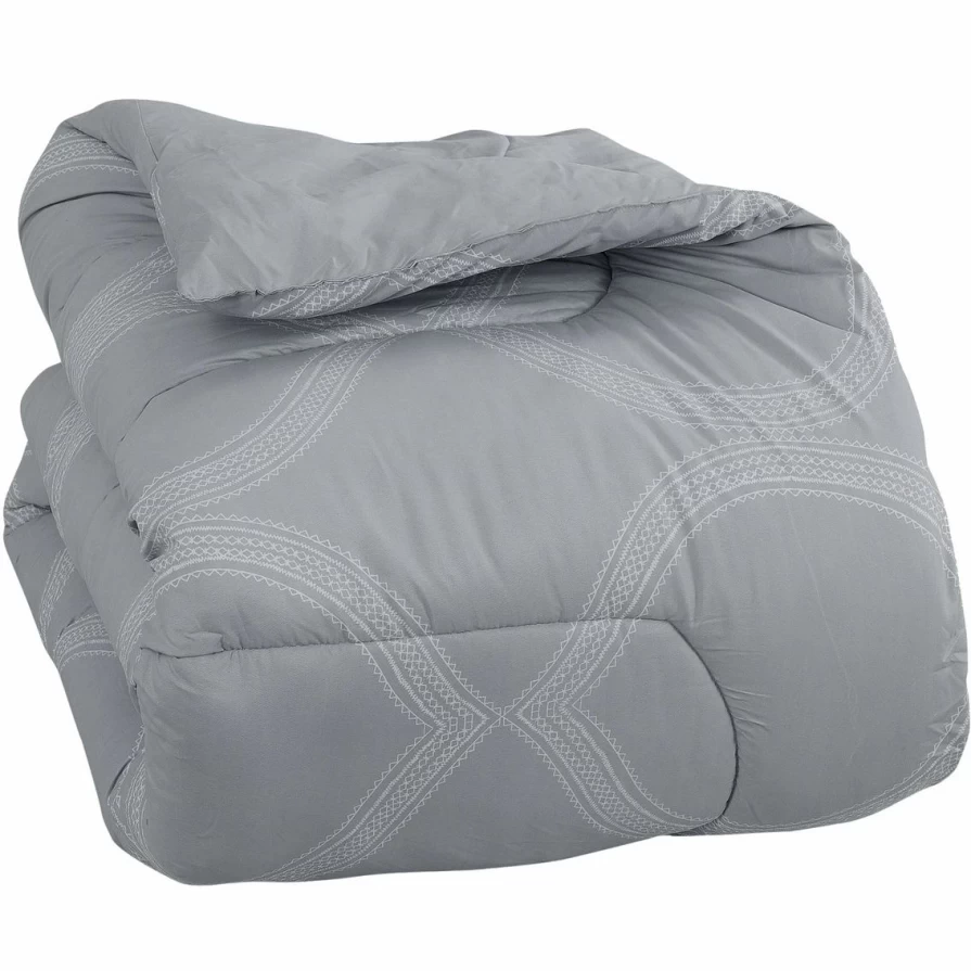"Royale Linens Queen Ogee Bed in a Bag Set with Solid Reverse Comforter - Best Value"