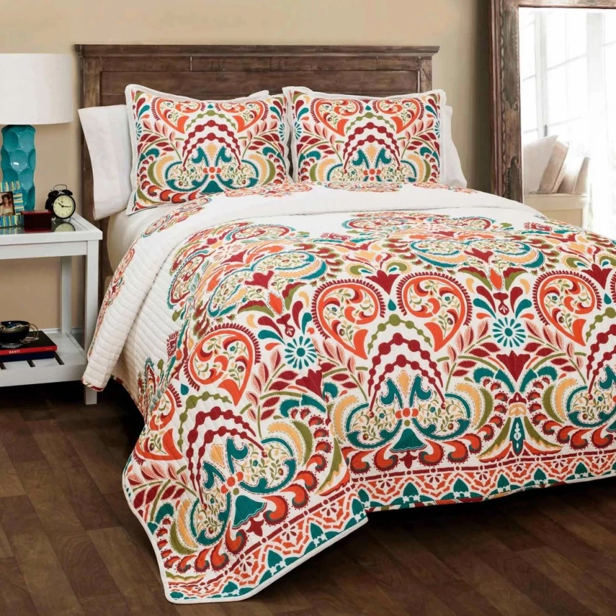 Lush Decor Clara 3-Piece Quilt Set - Soft Bedding Comforter for Cozy Sleep