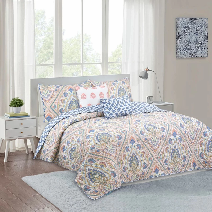"Harper Lane Merriam Apricot 4-Piece Quilt Set - Soft Bedding Collection"