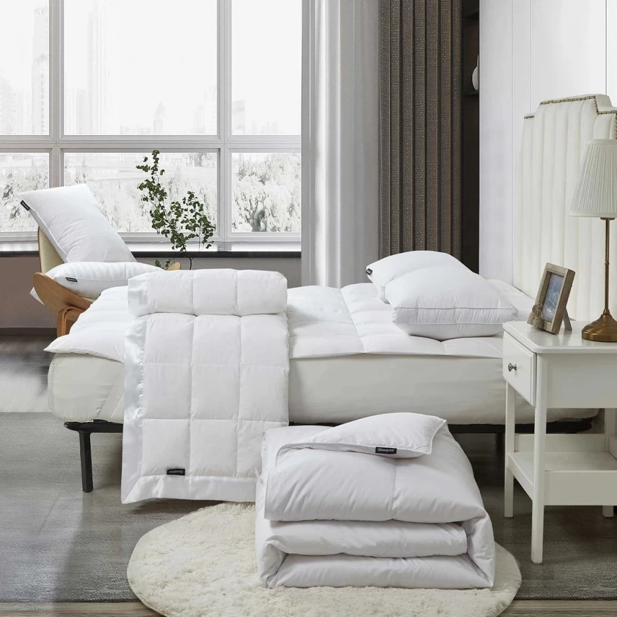 Premium Breathable Tencel-Cotton Blend Down Comforter – Hypoallergenic & Temperature Regulating
