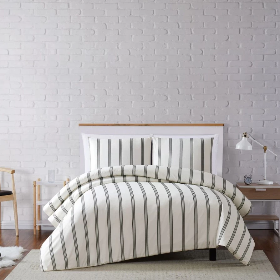 "Soft Millennial Stripe 3-Piece Duvet Cover Set - Full/Queen Size, Cozy Bedding Deal"