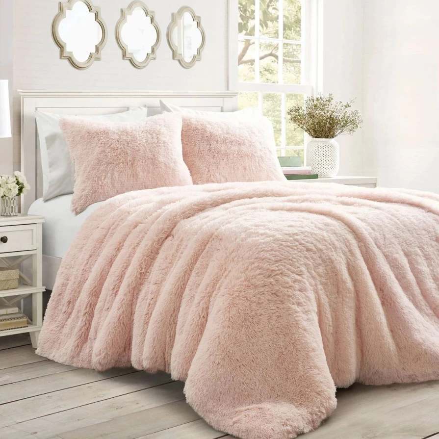 Luxury Emma Faux Fur Comforter Set - Soft Bedding Collection for Cozy Comfort