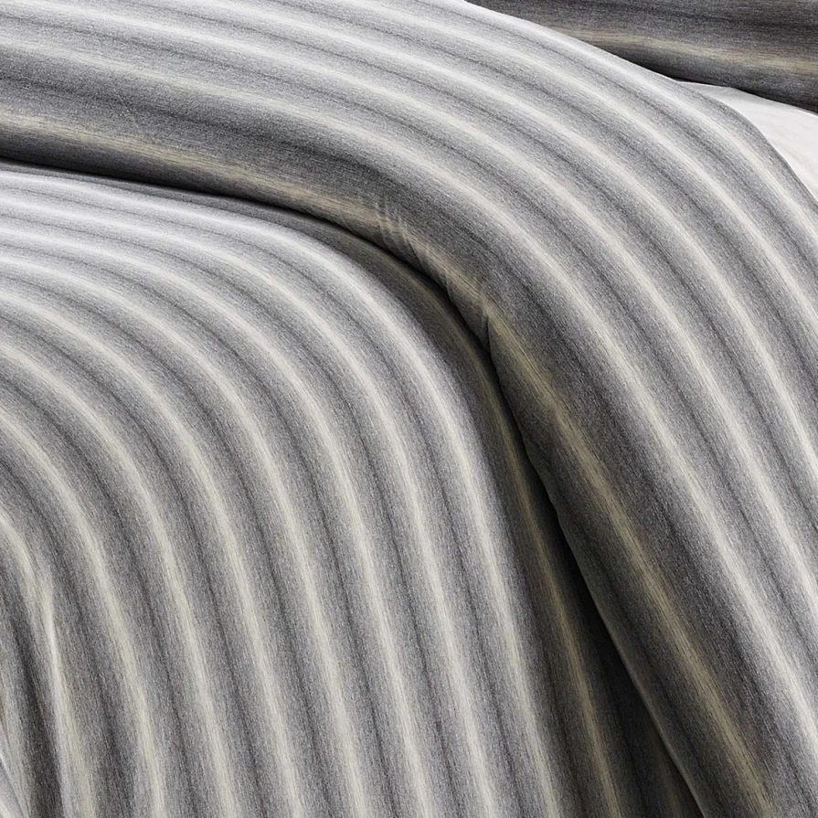 "Super Soft Shadow Stripe Jersey Twin Comforter Set in Gray and White - Cozy Bedding Promotion"