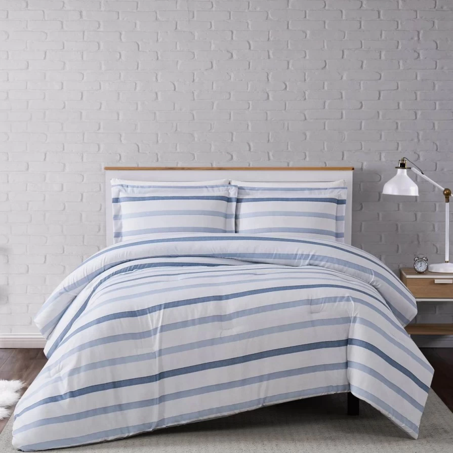 "Premium 3-Piece Waffle Weave Comforter Set - Ultra Soft Striped Bedding Collection"