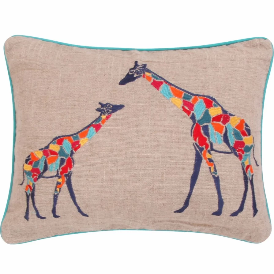 "Discount Levtex Home Mackenzie Giraffe Print Burlap Throw Pillow Cover"