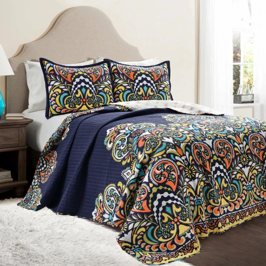 Lush Decor Clara 3-Piece Quilt Set in Green - Soft Bedding Comfort