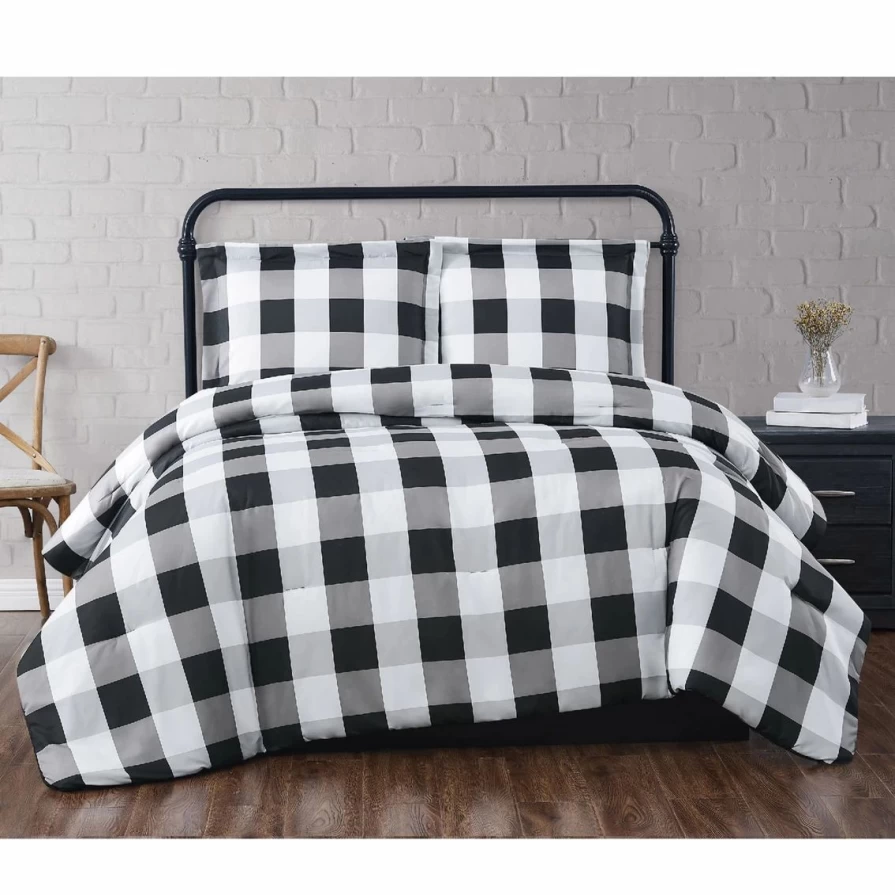Black Buffalo Plaid Duvet Cover Set - Ultra Soft & Comfortable Bedding