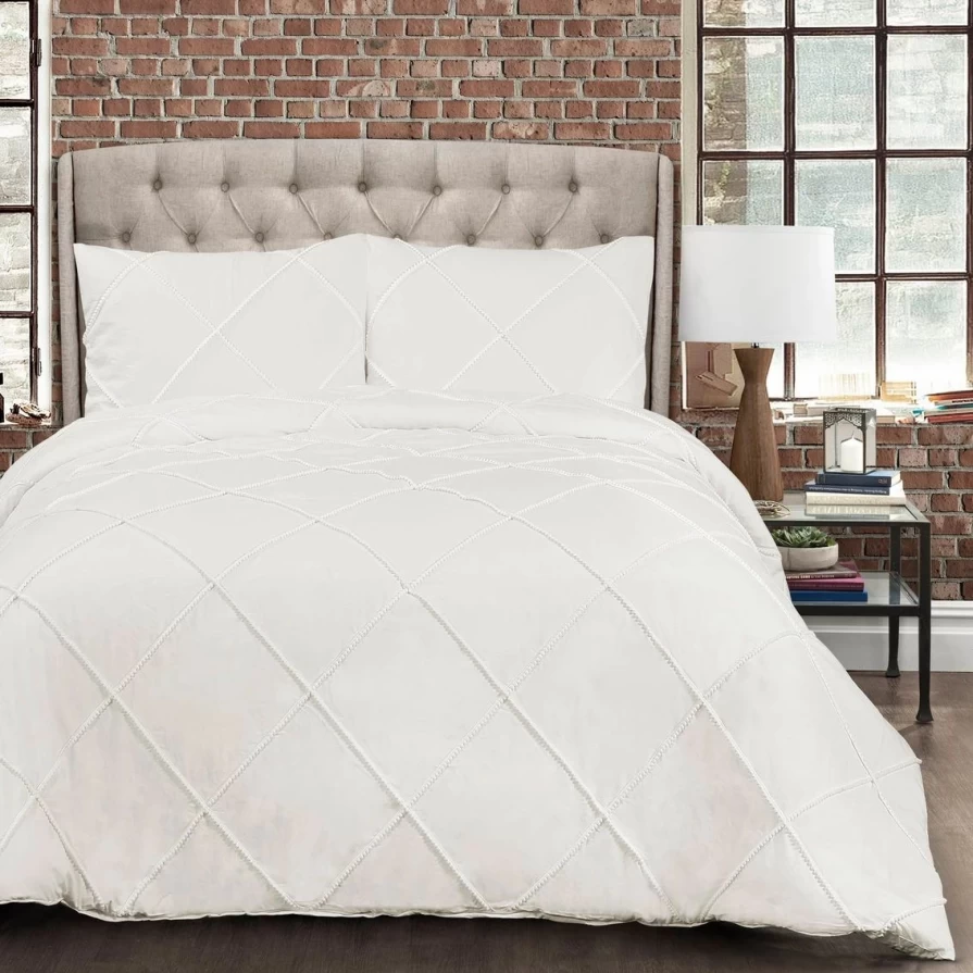 Lush Decor Diamond Pom Pom 3-Piece Comforter Set - Soft & Stylish Bedding Collection