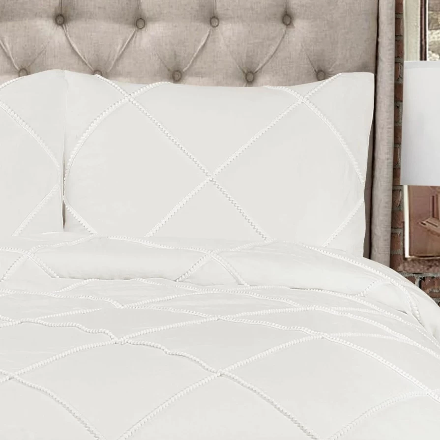 Lush Decor Diamond Pom Pom 3-Piece Comforter Set - Soft & Stylish Bedding Collection