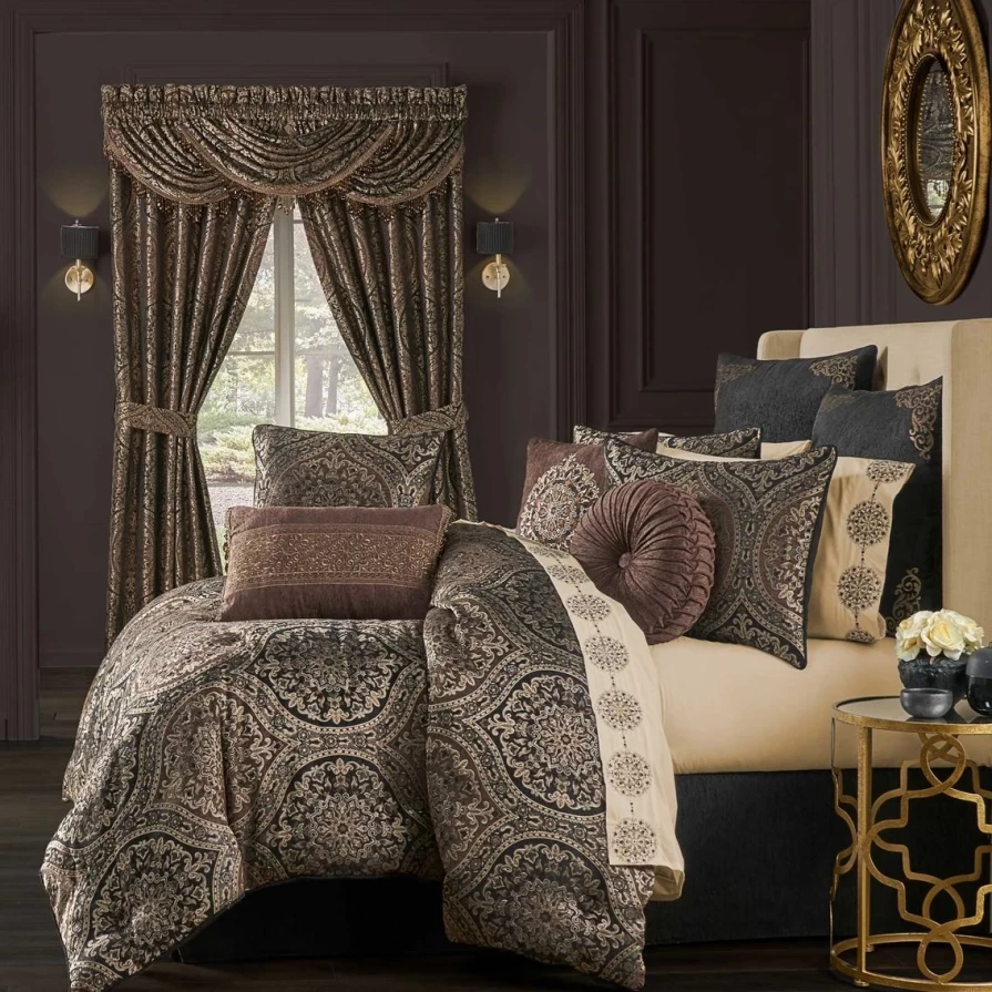 Luxury J.Queen New York 4-Piece Comforter Set - Mahogany Chocolate Brown Bedding Collection