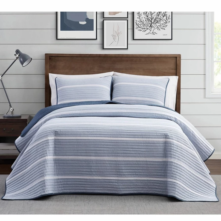 Brooklyn Loom Niari 3-Piece Striped Quilt Set - Yarn Dyed Cotton Bedding Collection