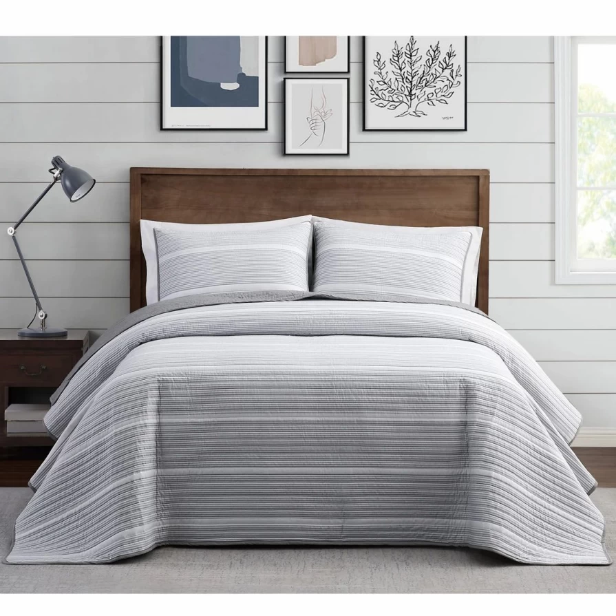 Brooklyn Loom Niari 3-Piece Striped Quilt Set - Yarn Dyed Cotton Bedding Collection