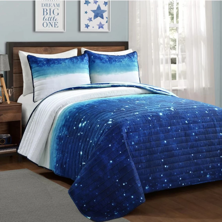 Lush Decor Make-A-Wish Space Star Ombre Quilt 3-Piece Set in Navy/White - Best Price