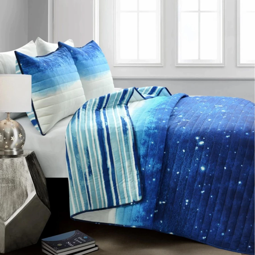 Lush Decor Make-A-Wish Space Star Ombre Quilt 3-Piece Set in Navy/White - Best Price