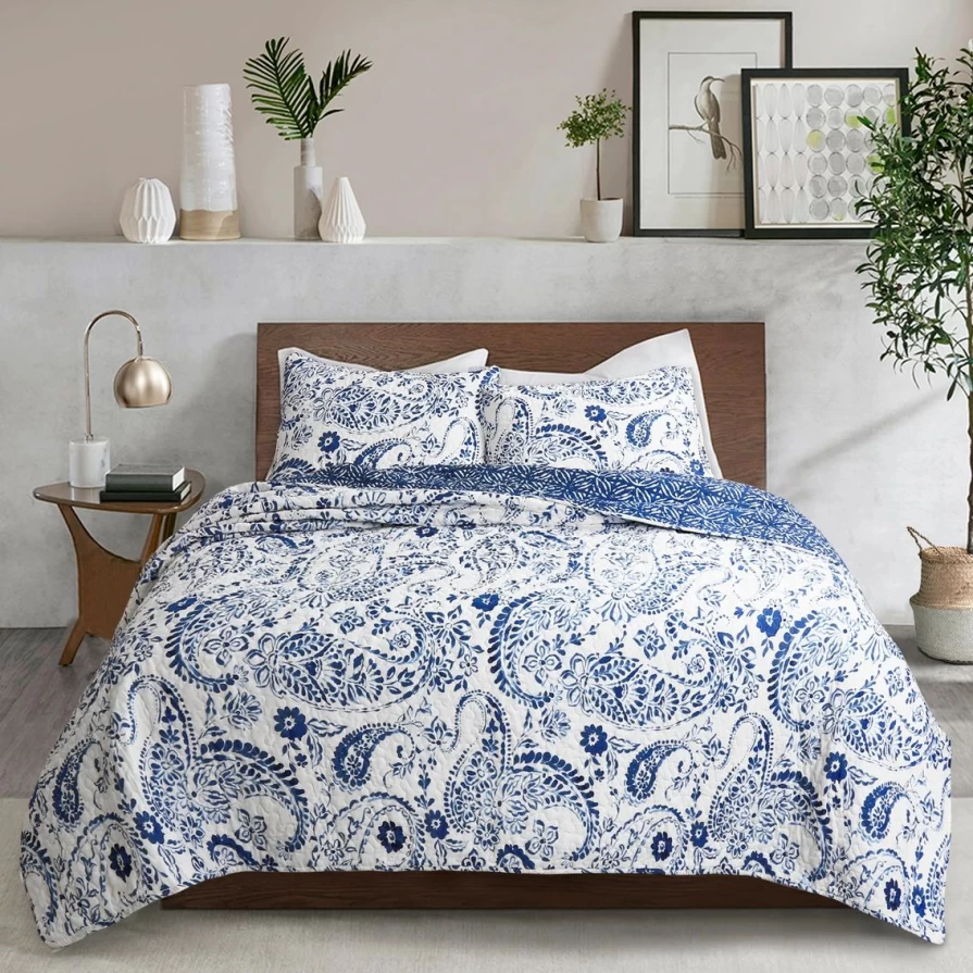 Lush Decor Erindale 3-Piece Quilt Set in Navy Blue - Premium Bedding Collection