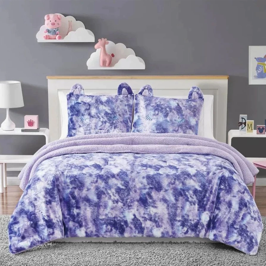 Rainbow Sweetie Purple Comforter Set - Soft & Cozy Queen Size Bedding with Pillowcases